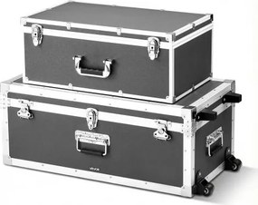 VEVOR 2 x Transportkoffers Opbergdozen Afsluitbare Opbergdozen, Grote Opbergdoos met Wielen & 3 Metalen Handgrepen, Transportkoffer met Deksel voor Appartement Studentenkamer Grijs