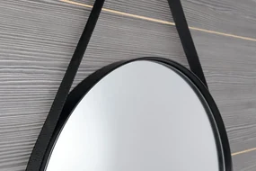 Sapho Orbiter ronde spiegel met riem mat zwart 70cm