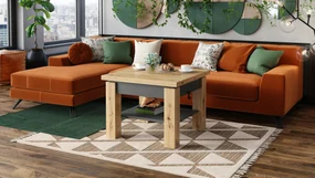 CLEO artisan eiken/antraciet, uitschuifbare salontafel