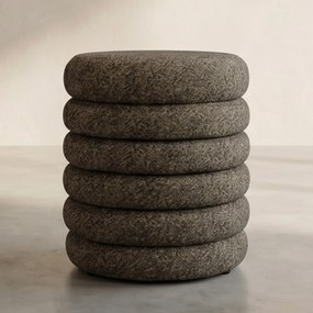 Dutchbone Fern Ronde Poef Zwart Boucle Stof