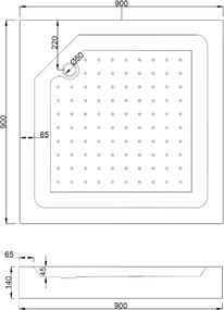 Mexen Rio vierkante douchecabine 90 x 90 cm, zwarte strepen, zwart + douchebak, wit - 860-090-090-70-20-4510