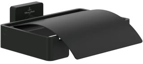 Villeroy & Boch Elements - Striking Toiletrolhouder met deksel - 131 x 115 x 45 mm - mat zwart TVA152013000K5