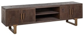 Richmond Interiors Cromford Mill Tv-meubel Donker Hout Brushed Gold - 200x45x56cm.