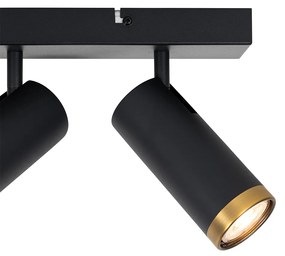 Moderne plafondSpot / Opbouwspot / Plafondspot zwart met brons 4-lichts verstelbaar - Renna Modern GU10 Binnenverlichting Lamp