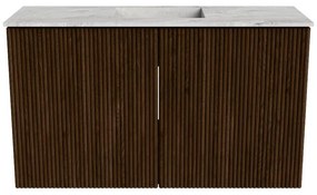 Mondiaz Joya DLux 70cm toiletmeubel walnut met wastafel faye midden zonder kraangat glace