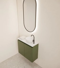 Gliss Design Echo toiletmeubel 60cm olijfgroen met toppaneel wit mat