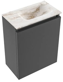 Mondiaz Ture DLux toiletmeubel 40cm dark grey met wastafel frappe rechts met kraangat