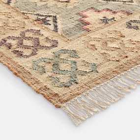 Kilim vloerkleed in jute en katoen met used effect, Kaliny