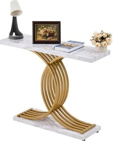 VEVOR smalle consoletafel entreetafel (lengte 100 cm / draagvermogen 49,9 kg), 3-laags haltafel bijzettafel banktafel met metalen frame, voor entree, hal, woonkamer, slaapkamer