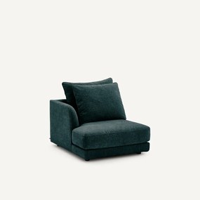 Halve bank links, afgerond, modulair, van chenillefluweel, TIBERIO