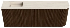 Mondiaz Joya DLux 110cm toiletmeubel ronding rechts walnut met wastafel faye links zonder kraangat meli