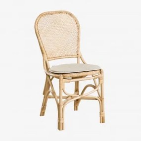 Pakket Van 4 Zariel Rotan Eetkamerstoelen Natuurlijk & Beige – Crème - Sklum