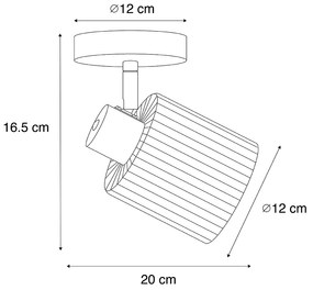 Art Deco plafondspot zwart met smoke glas verstelbaar - Laura