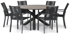 Tuinset Ronde Tuintafel/Rond 6 personen 150 cm Rope Grijs Santika Furniture Santika