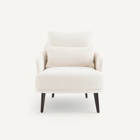 Fauteuil in getint notenhout en getextureerde stof, Classico