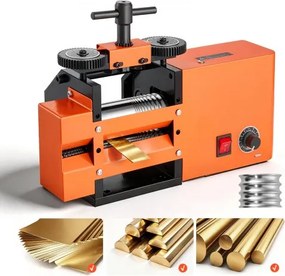 VEVOR elektrische sieradenwalsmachine 3-in-1, plat, vierkant en halfrond, gereedschap voor doe-het-zelf sieradenmakers, instelbare dikte 0,03–7 mm, voor het persen van kneedbare metalen zoals goud, zilver en koper.