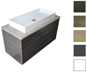 Sanicare Q16 badkamermeubel met grey-stone topblad 100 cm grey-wood