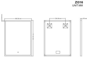 Badstuber spiegel met LED verlichting 60x80cm