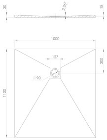 Polysan Treneca douchebak 110x100cm zwart mat