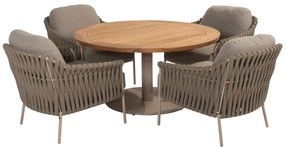 Saba Comino low dining set 130 cm rond 5 delig teak latte 4 Seasons Outdoor