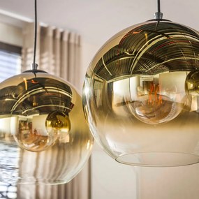 Eettafel Hanglamp Met Rookglas Bollen Goud