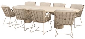 Hampton Fabrice dining tuinset 300x110xH75 cm 9 delig mortex latte 4 Seasons Outdoor