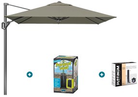 Platinum Voyager zweefparasol T1 2.5x2.5 m. - Taupe met ingraafvoet en hoes