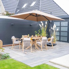 Garden Impressions Hawaii zweefparasol 300x300 cm - frame carbon black - doek taupe
