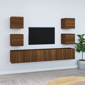 vidaXL 7-delige Tv-meubelset bewerkt hout bruineikenkleurig