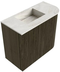 Mondiaz Joya DLux 50cm toiletmeubel ronding rechts shadow met wastafel faye links 1 kraangat ostra