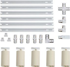 Modern railsysteem met 5 spots wit met beige 1-fase GU10 70mm - Iconic Jeana Luxe
