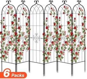 VEVOR Klimrek, 180x52,5 cm, 6-delige set, Metalen klimrek met gepoedercoat oppervlak en vergrendelingsmechanisme, klimsteun, tuinrek, plantensteun voor bloemen, groenten en rozen