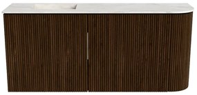 Mondiaz Joya DLux 90cm toiletmeubel ronding rechts walnut met wastafel faye links zonder kraangat ostra