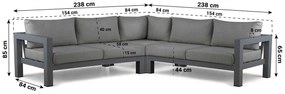 Hoek loungeset 5 personen Aluminium Grijs  Lifestyle Garden Furniture Luca