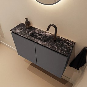 Mondiaz Ture DLux toiletmeubel 80cm dark grey met wastafel lava midden met kraangat