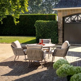Taste by 4 Seasons Cannes tuinset 5-delig - Sarah lage tuintafel Ø130 cm - terre ceramic print
