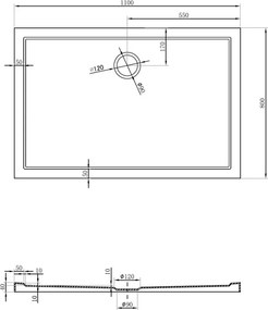 Mexen Flow rechthoekige slanke douchebak 110 x 80 cm, wit glans - 46R108011