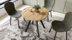 ALMO 80 Eiken Artisan / zwarte poten – ronde tafel met Y-poten, loft/industrieel voor keuken, woonkamer en eetkamer