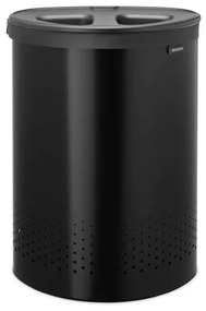 Brabantia Wasbox - 55 liter - kunststof deksel - uitneembare waszak - matt black/donker grijs 242366