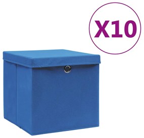 vidaXL Opbergboxen met deksels 10 st 28x28x28 cm blauw