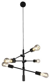 Smart industriële hanglamp zwart incl. 6 WiFi ST64 - Sydney