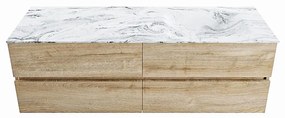 Mondiaz Vica DLux badmeubel 150cm washed oak 4 lades met wastafel glace rechts zonder kraangat