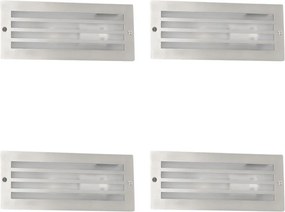 Set van 4 moderne inbouwlampen staal IP44 - Hurricane