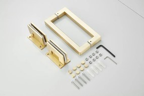 Saniclear Modern scharnieren + handvat voor douchedeur geborsteld messing - mat goud