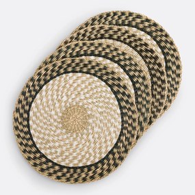 Set van 4 ronde placemats, herbarium, Malni