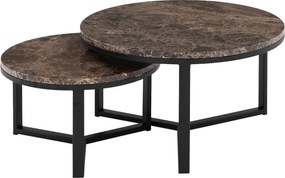 Goossens Excellent Salontafel Enza rond, marmer bruin, elegant chic, 80 x 42 x 80 cm