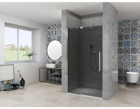 Van Rijn Products ST08 Nis Draaideur - 110x200cm - grijs rookglas - dikte 8mm - 2 delig - muurprofiel - stabilisatiestang - Chroom ST08300110GRCH