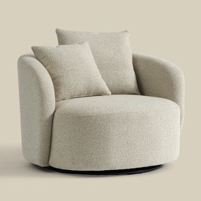 Grote Fauteuil Rond Met Kussens Beige