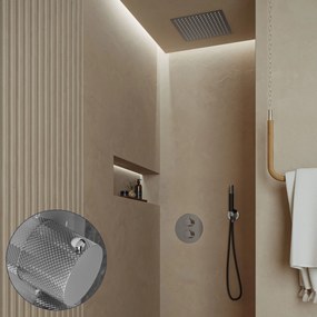 Saniclear Cube Curved Pro inbouw regendouche rond met inbouw douchekop 30x30cm en staafhanddouche chroom