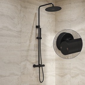 Saniclear Nero Curved opbouw regendouche mat zwart met 30cm hoofddouche